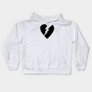 Black Broken Flash Heart Kids Hoodie